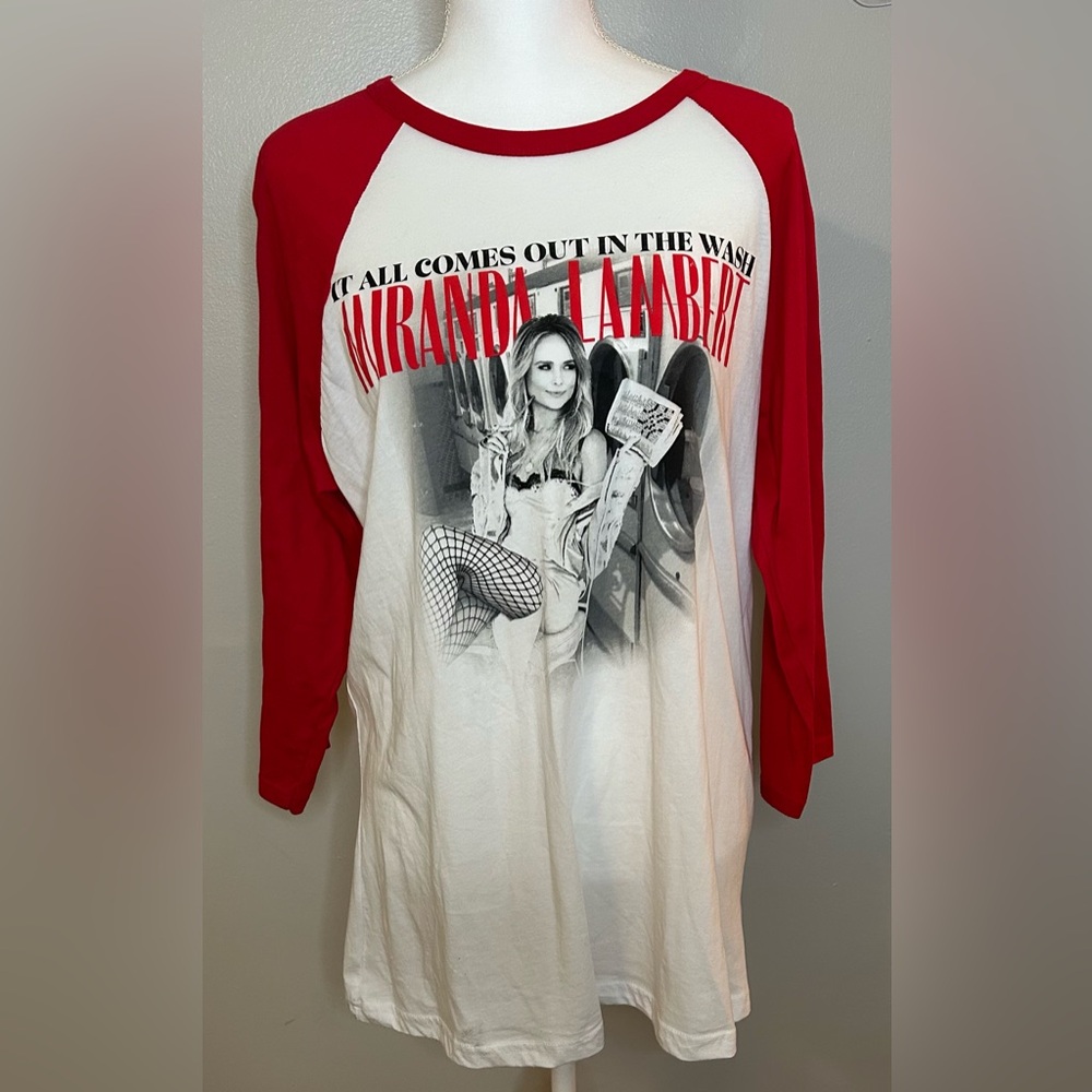 Miranda Lambert Red and White Graphic 3/4 Sleeve Shirt, NWOT, Size XL